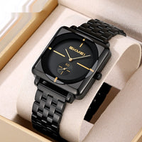 Square Steel Band Stylish Standalone Seconds Subdial With Two Hands Solid Steel Band Quartz Watch
