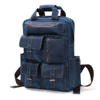 Retro leather Multi-pocket backpack