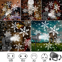 LED Christmas Snowflake Projector - 16 Patterns Indoor/Outdoor