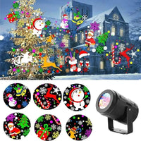 LED Christmas Snowflake Projector - 16 Patterns Indoor/Outdoor