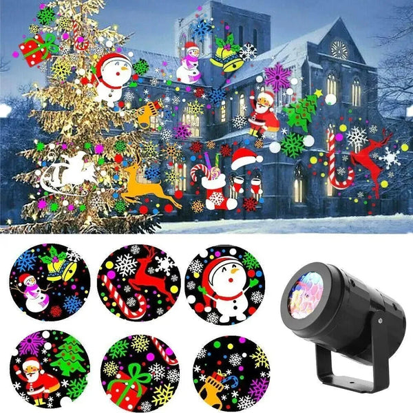 LED Christmas Snowflake Projector - 16 Patterns Indoor/Outdoor