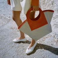 Trendy Leather Canvas Panel Bag