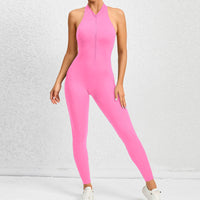Zippered Yoga Jumpsuit - Tummy Control Shapewear Bodysuit