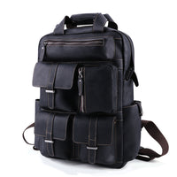 Retro leather Multi-pocket backpack