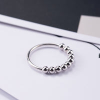 Silver Bead Round Bead Ring Simple Art