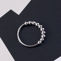 Silver Bead Round Bead Ring Simple Art