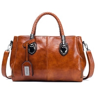 Oil wax leather women's bag