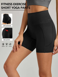 Plus Size Yoga Biker Shorts With Pockets High Waist, Tummy Control Gym Leggings