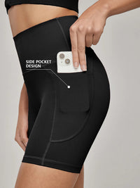 Plus Size Yoga Biker Shorts With Pockets High Waist, Tummy Control Gym Leggings