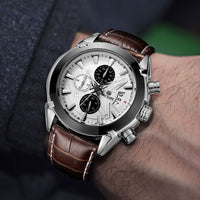 Multifunctional Timing Quartz Three Eyes And Six Needles Waterproof Luminous