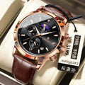 Men's Moon Phase Chronograph Watch - Multi-Function Luxury Timepiece