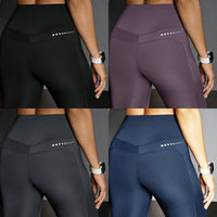 Womens Yoga Pants With High-waisted Belt Pockets