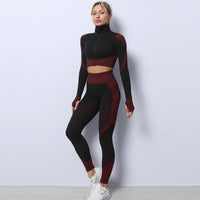 FallWinter Long-Sleeve Butt Yoga Fitness Tight Set