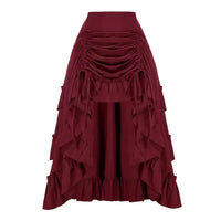Fashionable Solid-Color Half Skirt With Ruffled Hem And Mid-Rise Design