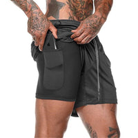 Double-layer Quick Dry Breathable Men's Shorts Exercise Training Running Straight Tube Flat Nickel Shorts