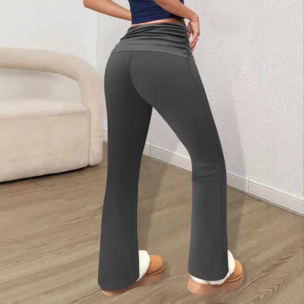 Knit Leggings With A Ruched Fold-over Waistband