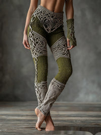 Retro 3D Digital Print Women's Casual Leggings