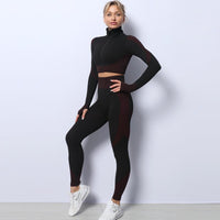FallWinter Long-Sleeve Butt Yoga Fitness Tight Set