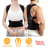 Magnetic Posture Corrector Back Support Belt – Adjustable Shoulder & Lumbar Brace