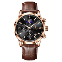 Men's Moon Phase Chronograph Watch - Multi-Function Luxury Timepiece