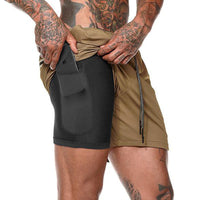 Double-layer Quick Dry Breathable Men's Shorts Exercise Training Running Straight Tube Flat Nickel Shorts