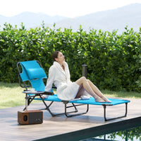 Folding Lounge Chair W Reclining Back, Light Blue