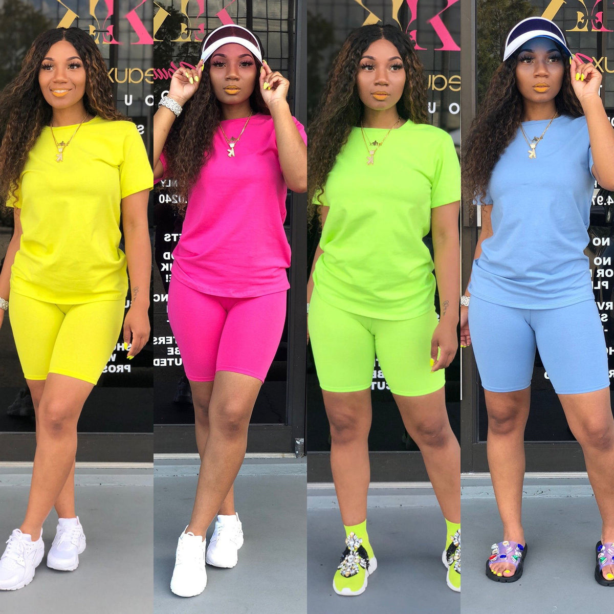 Solid-color Sportswear Casual Two-piece Set