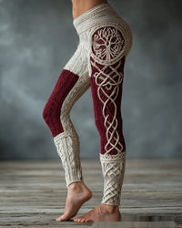 Retro 3D Digital Print Women's Casual Leggings