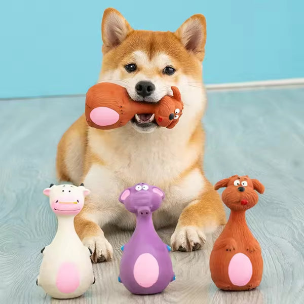 4PCS Cute Latex Dog Chew Toys with Squeaker