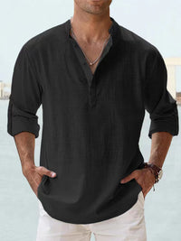 Men's Casual Cotton Linen Shirt Loose Tops Long Sleeve Tee Shirt Spring Autumn Casual Men's Shirts