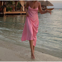 Satin Slip Dress - Elegant Backless Party Dress for Women