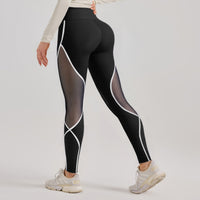 Women's Color Matching Mesh High Waist Yoga Pants
