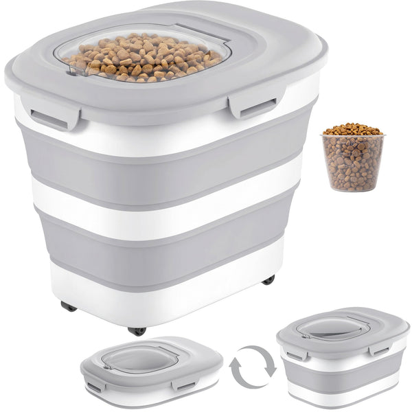 Pet Food Storage Container with Clear Window Wheels and Scoop