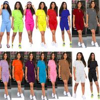 Solid-color Sportswear Casual Two-piece Set