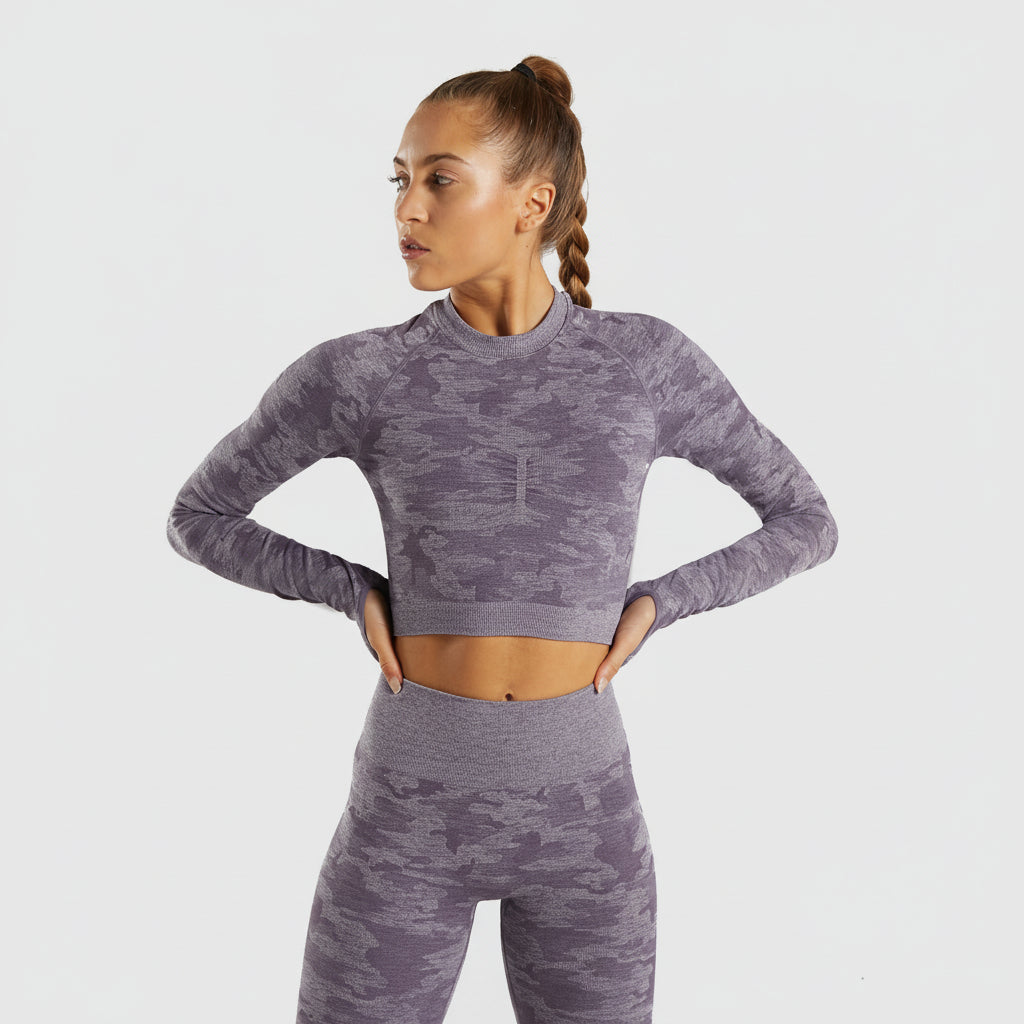 Camouflage seamless yoga top