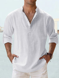 Men's Casual Cotton Linen Shirt Loose Tops Long Sleeve Tee Shirt Spring Autumn Casual Men's Shirts