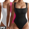 3 Pack Women Workout Seamless Jumpsuit Yoga Ribbed Bodycon One Piece Spaghetti Strap Romper