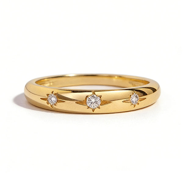 Colored Birthstone Ring With Gold Plated Star Radiance