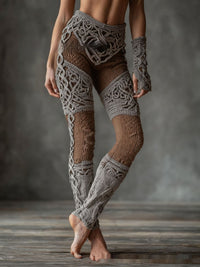 Retro 3D Digital Print Women's Casual Leggings