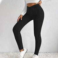 Autumn New Arrival Plus-Size Casual Striped Ribbed Tight-Fit Trousers