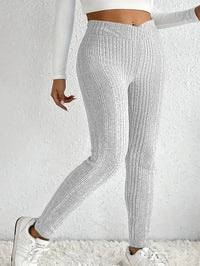 Autumn New Arrival Plus-Size Casual Striped Ribbed Tight-Fit Trousers