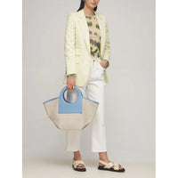 Trendy Leather Canvas Panel Bag