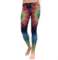 Rainbow Burst Mandala Flower Yoga Workout Leggings
