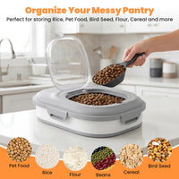 Pet Food Storage Container with Clear Window Wheels and Scoop