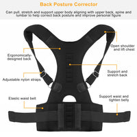 Magnetic Posture Corrector Back Support Belt – Adjustable Shoulder & Lumbar Brace