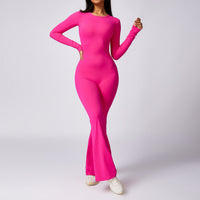 Leisure Horn Long Sleeve Yoga Jumpsuit Quick-drying Sports Workout