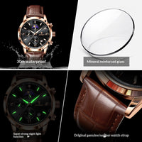 Men's Moon Phase Chronograph Watch - Multi-Function Luxury Timepiece