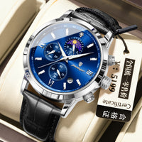 Men's Moon Phase Chronograph Watch - Multi-Function Luxury Timepiece