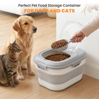 Pet Food Storage Container with Clear Window Wheels and Scoop