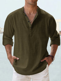 Men's Casual Cotton Linen Shirt Loose Tops Long Sleeve Tee Shirt Spring Autumn Casual Men's Shirts